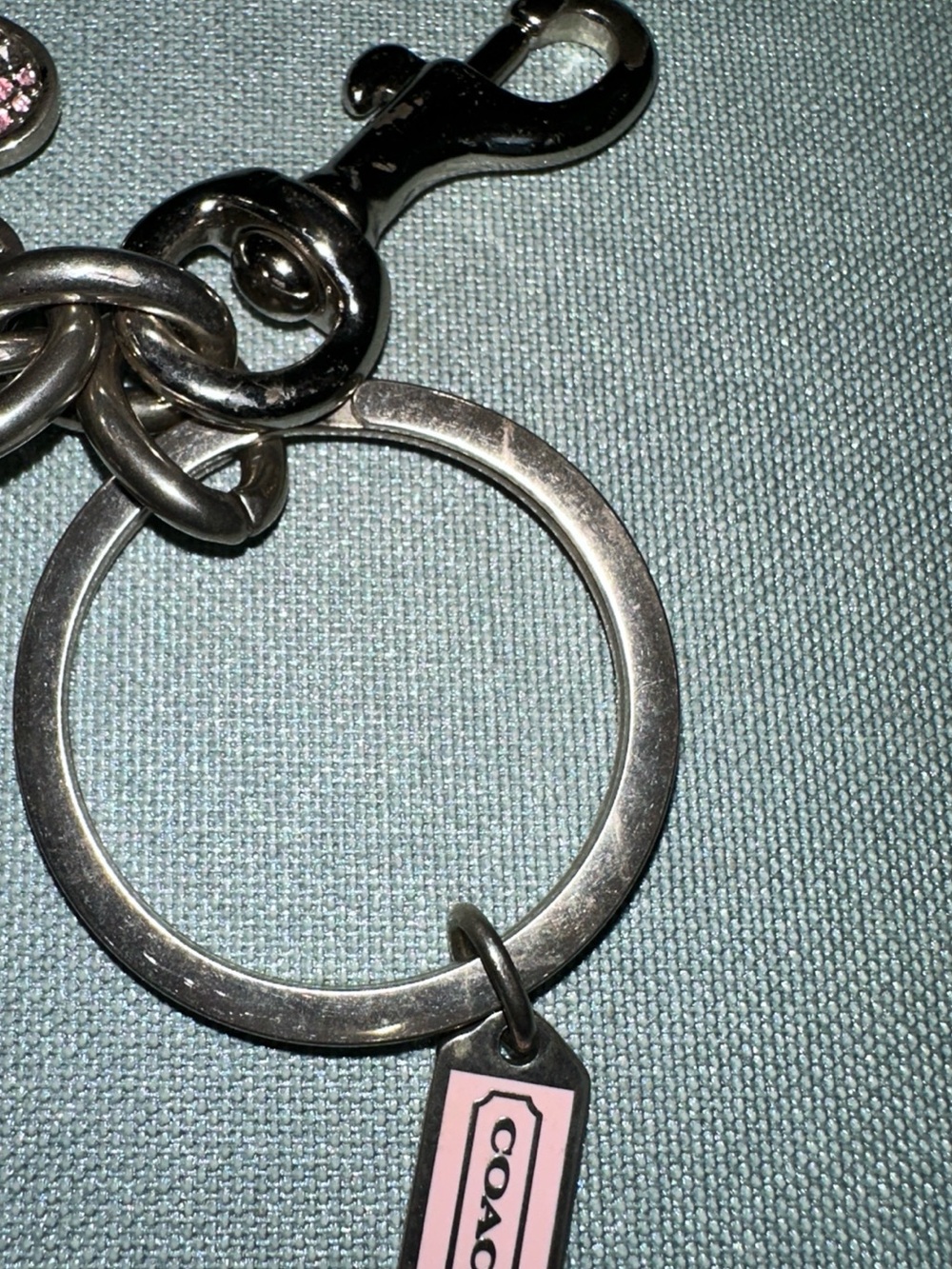 Coach Bag Cluster Charm Key Chain (Missing one charm) pink silver tone - Picture 4 of 9